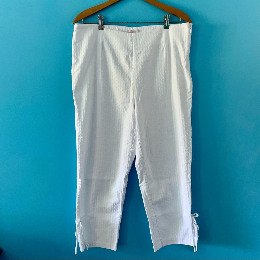 Eric White Capris Pants Tie Ankle Circle Polka Dot Pattern 14